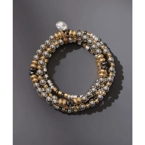 23. NWOT Elegant Silver and Gold Beaded Bracelet - Picture 2 of 4